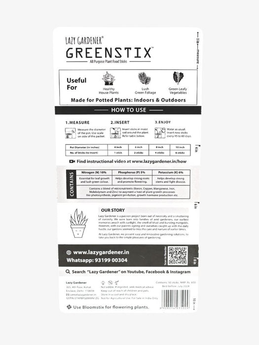 GreenStix - All Purpose Plant Food Sticks (Fertilizer Sticks) Plant food sticks LazyGardener 