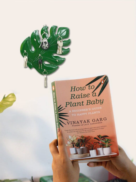 Monstera Leaf - Wooden Key Hanger LazyGardener Key Hanger + Book on Gardening