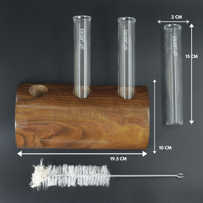 Propagation Station Wall Mount - Premium Sheesham Wood Wooden Glass Tube Planter LazyGardener