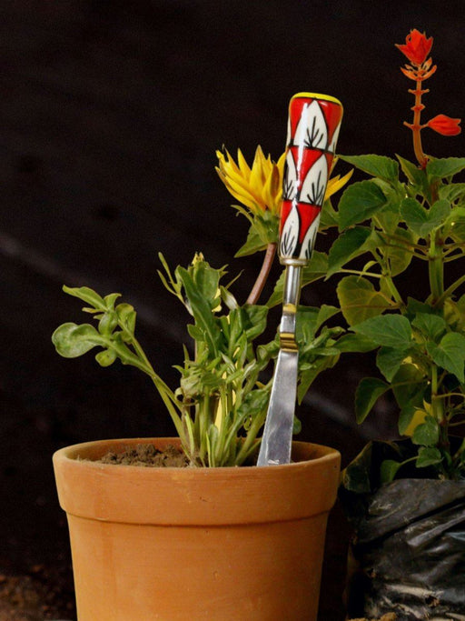 Stainless Steel Khurpi with Ceramic Handle Khurpi LazyGardener Red