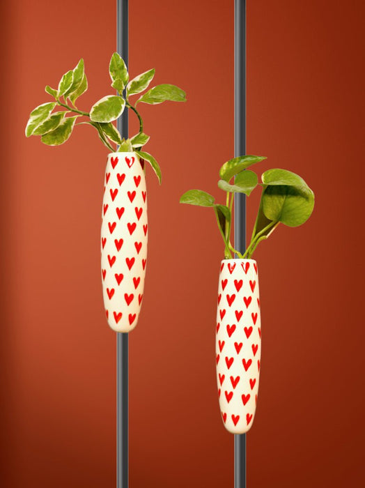 Magnetic Planters / Vase - Red Hearts